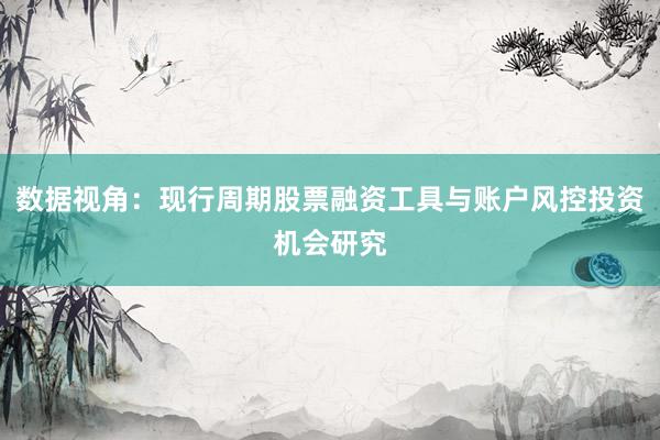 数据视角：现行周期股票融资工具与账户风控投资机会研究