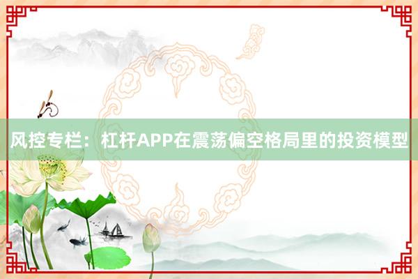 风控专栏：杠杆APP在震荡偏空格局里的投资模型