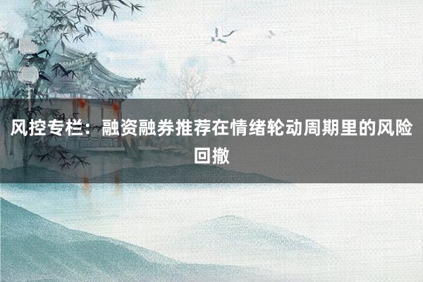 风控专栏：融资融券推荐在情绪轮动周期里的风险回撤