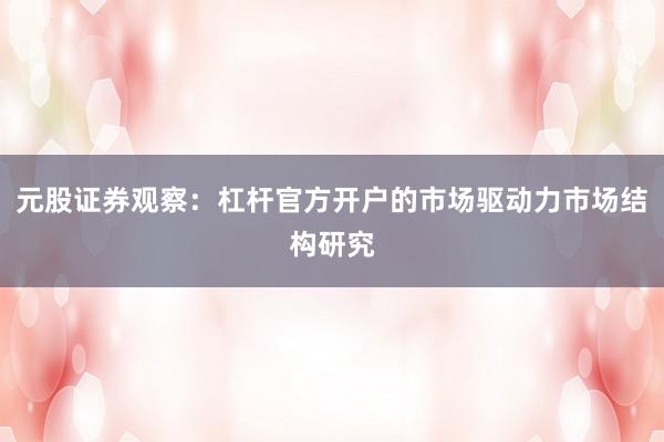 元股证券观察：杠杆官方开户的市场驱动力市场结构研究