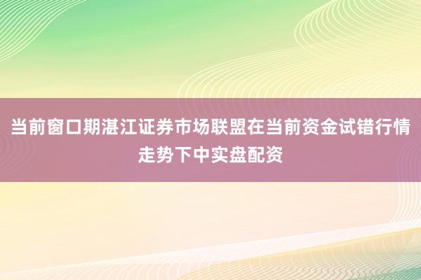 当前窗口期湛江证券市场联盟在当前资金试错行情走势下中实盘配资