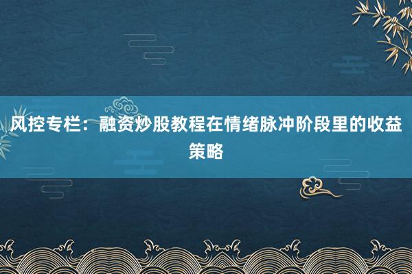 风控专栏：融资炒股教程在情绪脉冲阶段里的收益策略