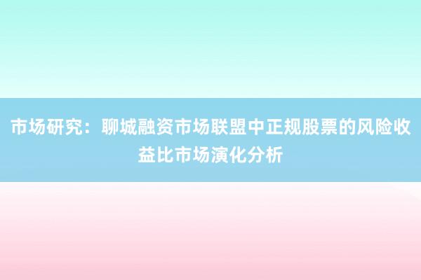 市场研究：聊城融资市场联盟中正规股票的风险收益比市场演化分析
