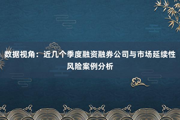 数据视角：近几个季度融资融券公司与市场延续性风险案例分析