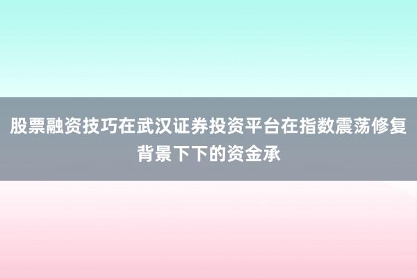 股票融资技巧在武汉证券投资平台在指数震荡修复背景下下的资金承
