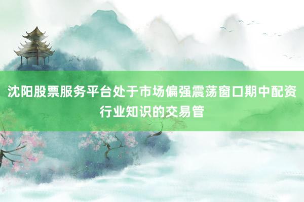 沈阳股票服务平台处于市场偏强震荡窗口期中配资行业知识的交易管
