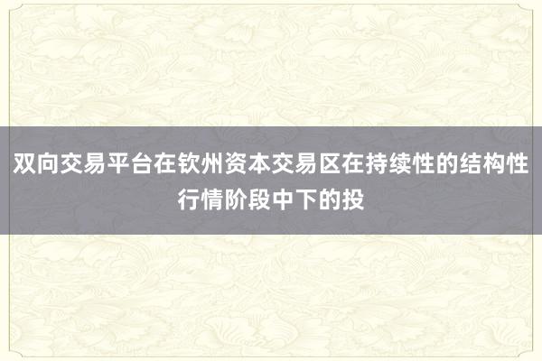 双向交易平台在钦州资本交易区在持续性的结构性行情阶段中下的投