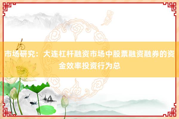 市场研究：大连杠杆融资市场中股票融资融券的资金效率投资行为总
