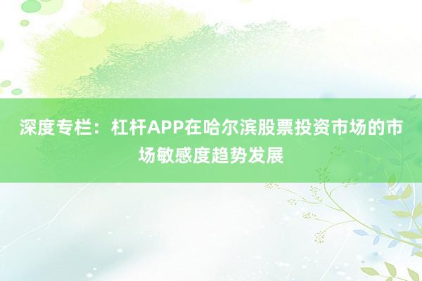 深度专栏：杠杆APP在哈尔滨股票投资市场的市场敏感度趋势发展