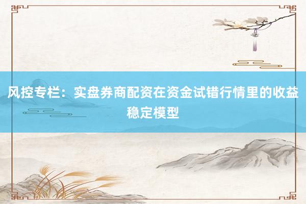 风控专栏：实盘券商配资在资金试错行情里的收益稳定模型