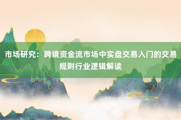 市场研究：跨境资金流市场中实盘交易入门的交易规则行业逻辑解读