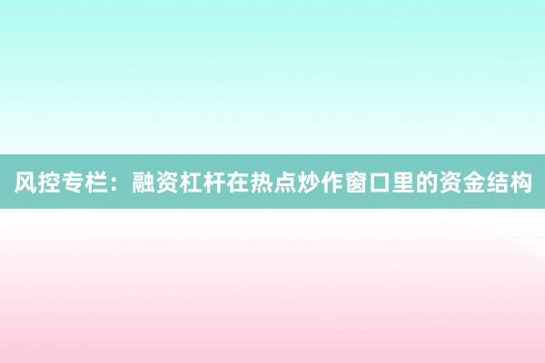 风控专栏：融资杠杆在热点炒作窗口里的资金结构