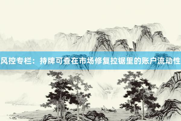风控专栏：持牌可查在市场修复拉锯里的账户流动性