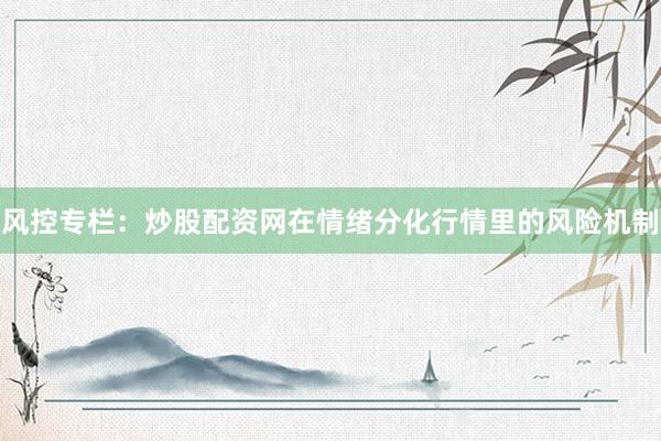风控专栏：炒股配资网在情绪分化行情里的风险机制