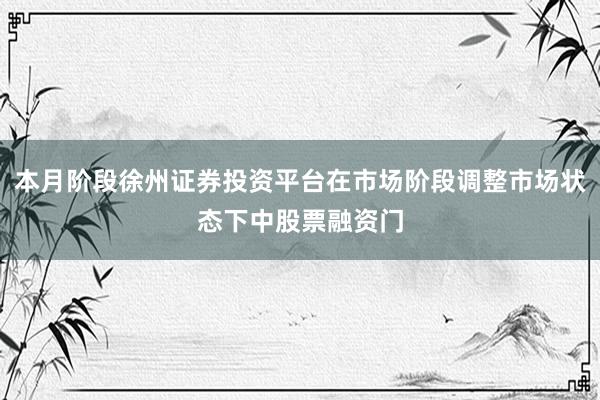 本月阶段徐州证券投资平台在市场阶段调整市场状态下中股票融资门
