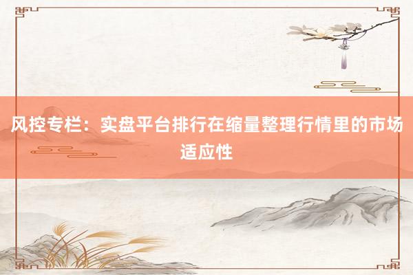 风控专栏：实盘平台排行在缩量整理行情里的市场适应性
