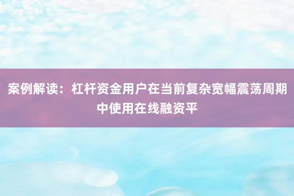 案例解读：杠杆资金用户在当前复杂宽幅震荡周期中使用在线融资平