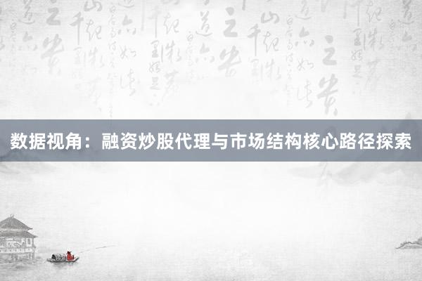 数据视角：融资炒股代理与市场结构核心路径探索
