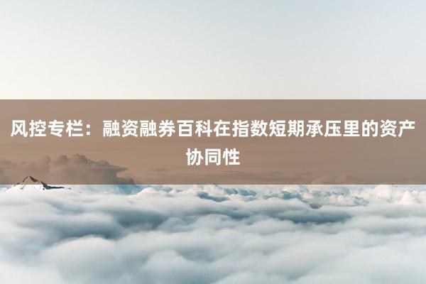 风控专栏：融资融券百科在指数短期承压里的资产协同性