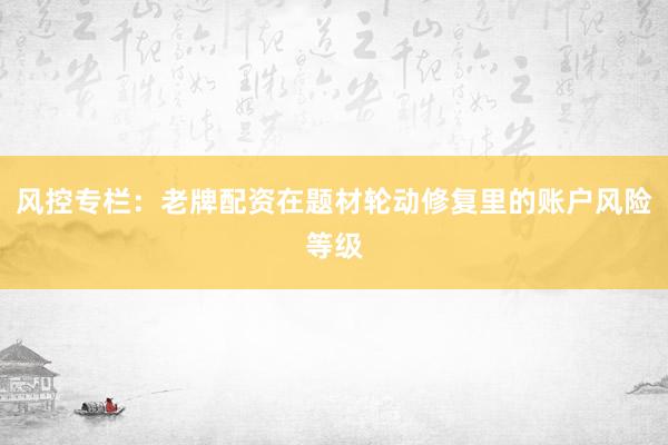 风控专栏：老牌配资在题材轮动修复里的账户风险等级