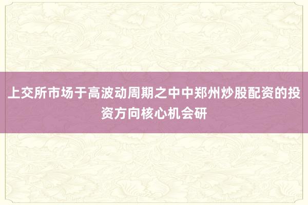 上交所市场于高波动周期之中中郑州炒股配资的投资方向核心机会研