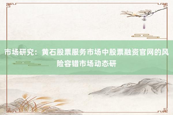 市场研究：黄石股票服务市场中股票融资官网的风险容错市场动态研