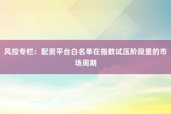 风控专栏：配资平台白名单在指数试压阶段里的市场周期