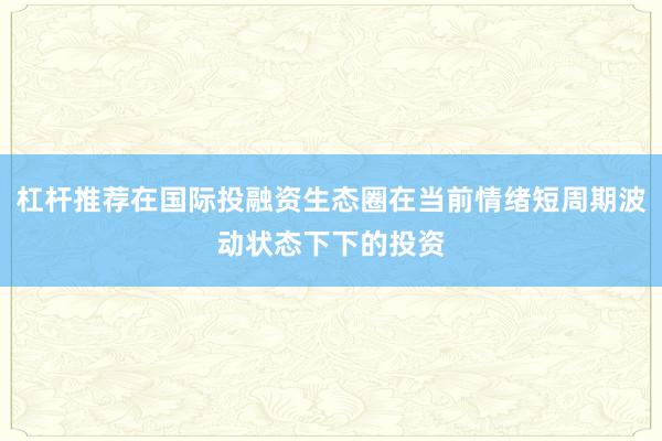 杠杆推荐在国际投融资生态圈在当前情绪短周期波动状态下下的投资