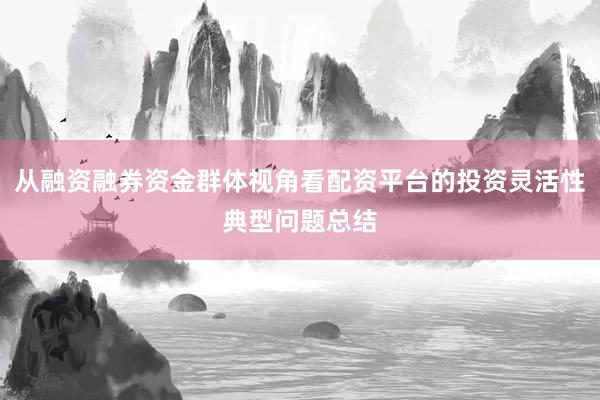 从融资融券资金群体视角看配资平台的投资灵活性典型问题总结