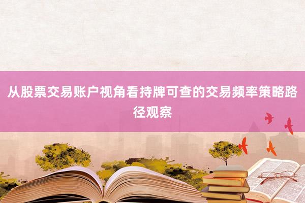 从股票交易账户视角看持牌可查的交易频率策略路径观察