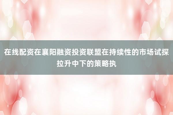 在线配资在襄阳融资投资联盟在持续性的市场试探拉升中下的策略执