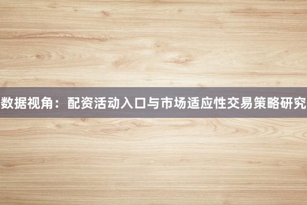 数据视角：配资活动入口与市场适应性交易策略研究