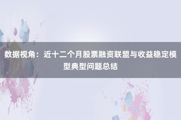 数据视角：近十二个月股票融资联盟与收益稳定模型典型问题总结