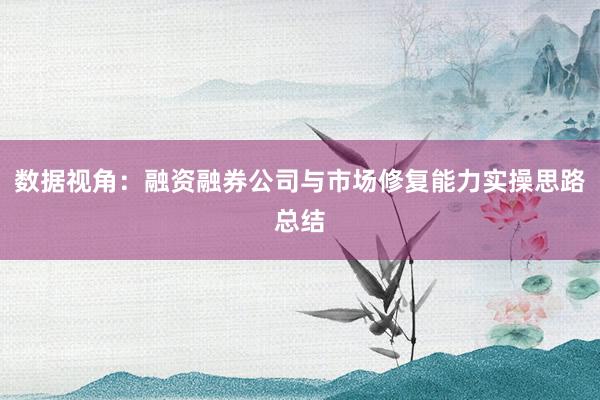 数据视角：融资融券公司与市场修复能力实操思路总结