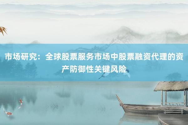 市场研究：全球股票服务市场中股票融资代理的资产防御性关键风险