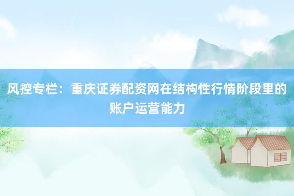 风控专栏：重庆证券配资网在结构性行情阶段里的账户运营能力