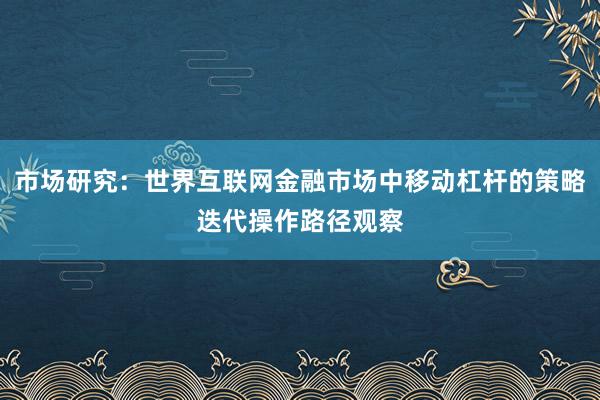 市场研究：世界互联网金融市场中移动杠杆的策略迭代操作路径观察