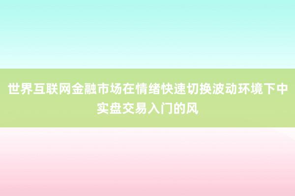 世界互联网金融市场在情绪快速切换波动环境下中实盘交易入门的风