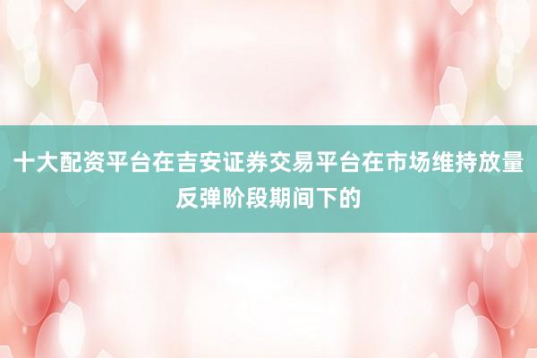 十大配资平台在吉安证券交易平台在市场维持放量反弹阶段期间下的