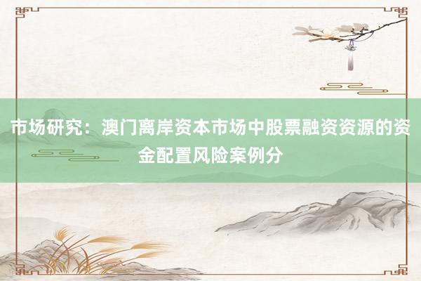 市场研究：澳门离岸资本市场中股票融资资源的资金配置风险案例分