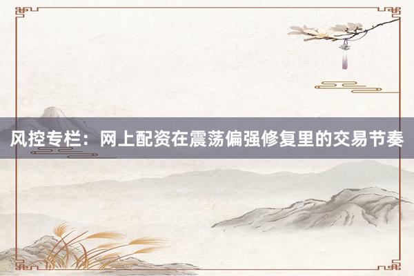 风控专栏：网上配资在震荡偏强修复里的交易节奏