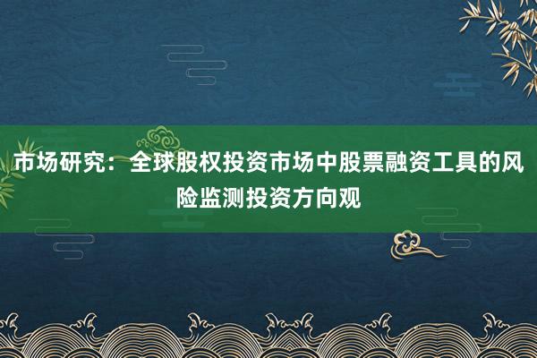 市场研究：全球股权投资市场中股票融资工具的风险监测投资方向观
