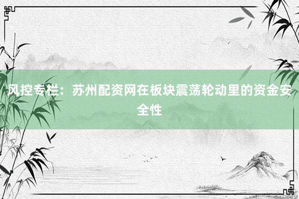 风控专栏：苏州配资网在板块震荡轮动里的资金安全性