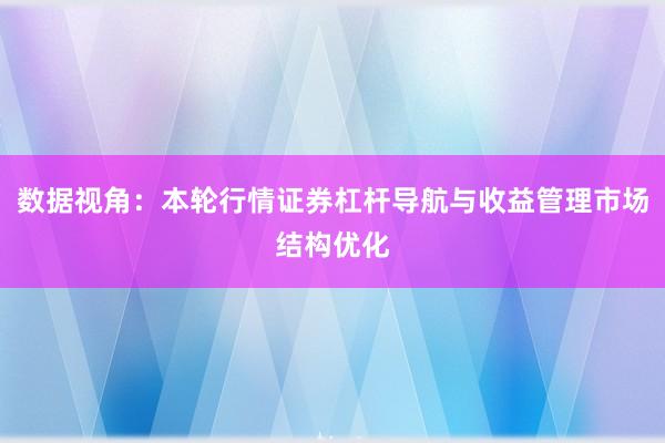数据视角：本轮行情证券杠杆导航与收益管理市场结构优化