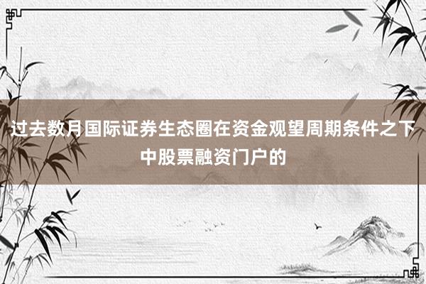过去数月国际证券生态圈在资金观望周期条件之下中股票融资门户的
