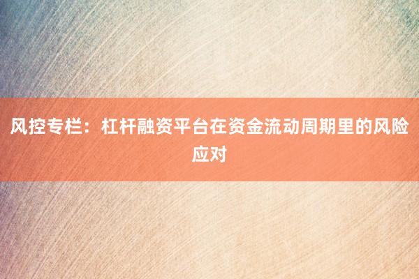 风控专栏：杠杆融资平台在资金流动周期里的风险应对