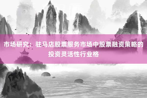 市场研究：驻马店股票服务市场中股票融资策略的投资灵活性行业格