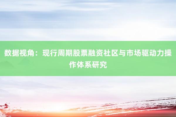数据视角：现行周期股票融资社区与市场驱动力操作体系研究