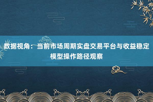 数据视角：当前市场周期实盘交易平台与收益稳定模型操作路径观察