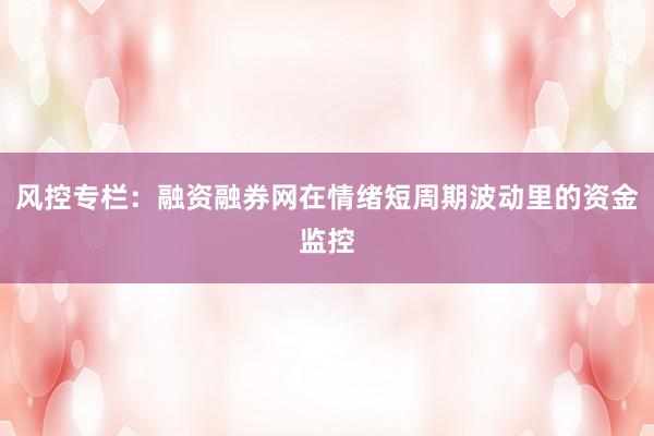 风控专栏：融资融券网在情绪短周期波动里的资金监控